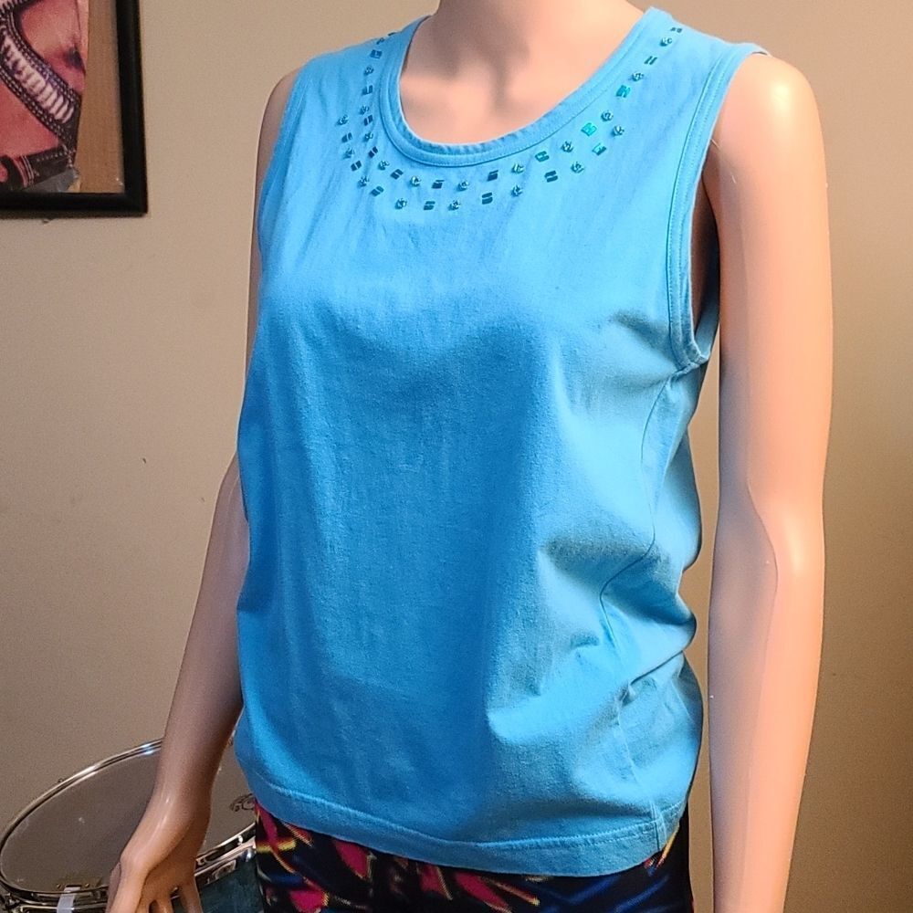 Take two blue sequins tank top